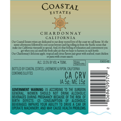 Coastal Estates Chardonnay California - 750ML - Back