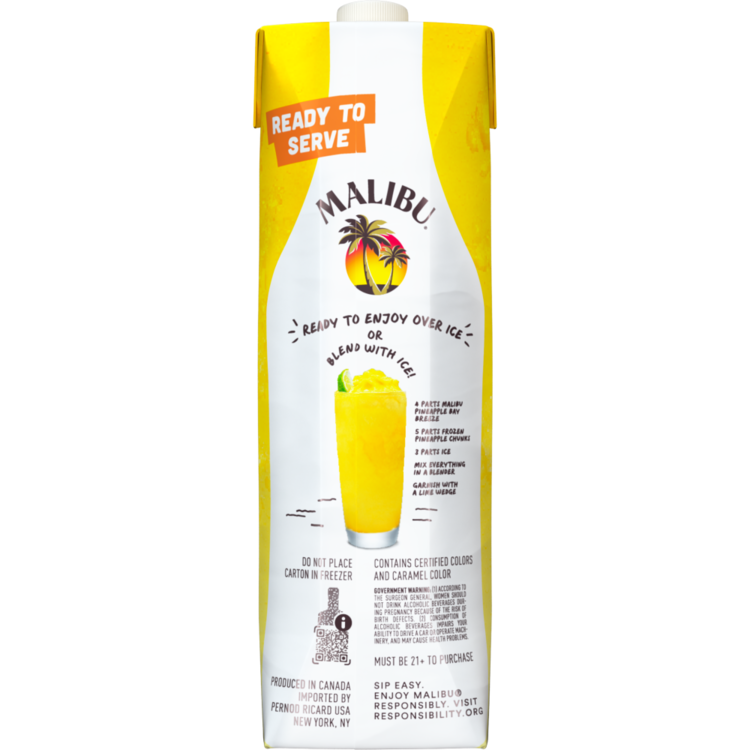 Malibu Pineapple Bay Breeze Cocktails 25 - 1.0L - Back