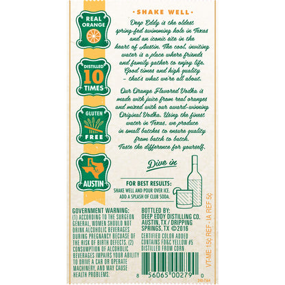Deep Eddy Orange Flavored Vodka 70 - 1.75L - Back Label