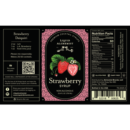 Liquid Alchemist Strawberry Syrup - 750ML - Front Label