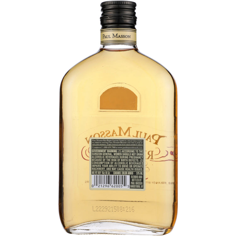 Paul Masson Red Berry Flavored Brandy Grande Amber 54 - 375ML - Back