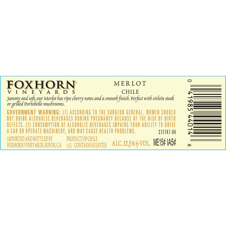Foxhorn Merlot South Eastern Australia - 1.5L