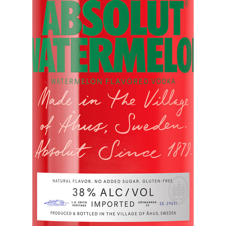 Absolut Watermelon Flavored Vodka 76 - 750ML - Front Label