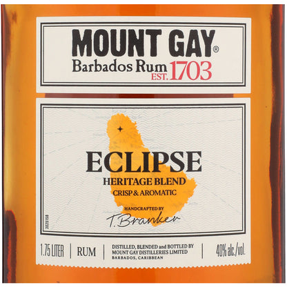 Mount Gay Gold Rum Eclipse Heritage Blend 80 - 750ML - Front Label