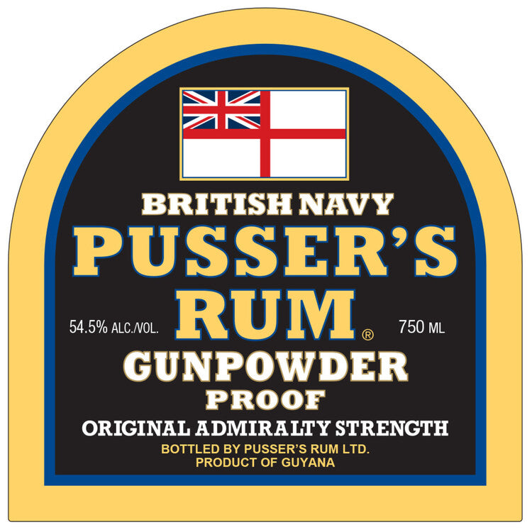 Pusser's Navy Rum Gunpowder Proof Original Admiralty Strength 109 - 750ML - Front Label