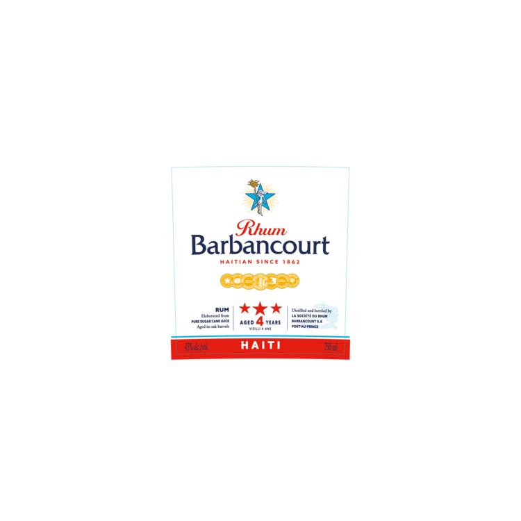 Rhum Barbancourt Aged Rum Three Star 4 Yr 86 - 750ML - Front Label