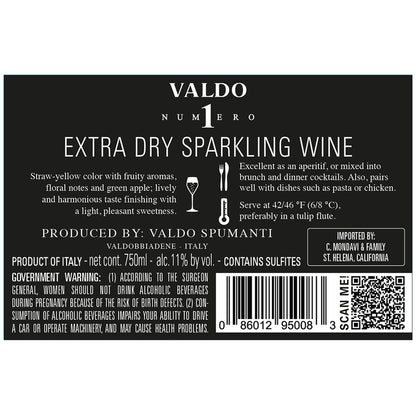 Valdo Extra Dry Numero 1 Italy - 750ML - Back Label