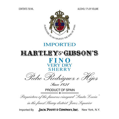 Hartley & Gibson Sherry Fino - 750ML - Front Label