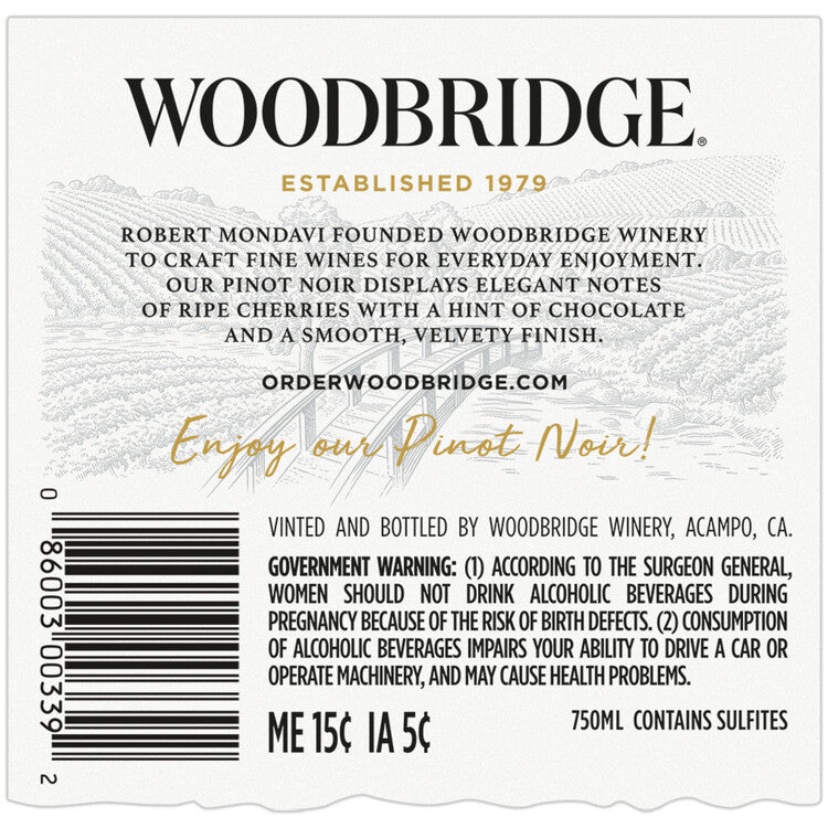Woodbridge Pinot Noir California - 750ML - Back Label