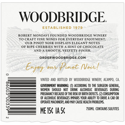 Woodbridge Pinot Noir California - 750ML - Back Label