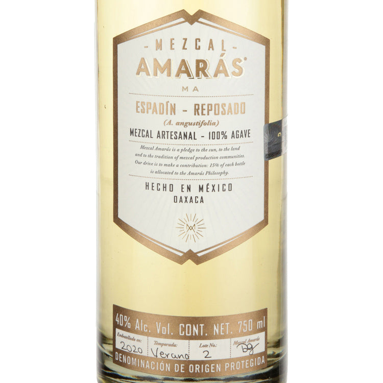 Amaras Mezcal Reposado Espadin 80 - 750ML - Front Label