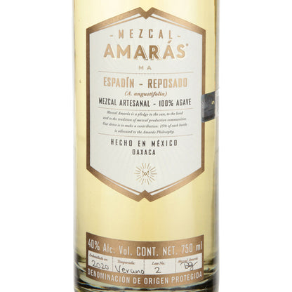 Amaras Mezcal Reposado Espadin 80 - 750ML - Front Label