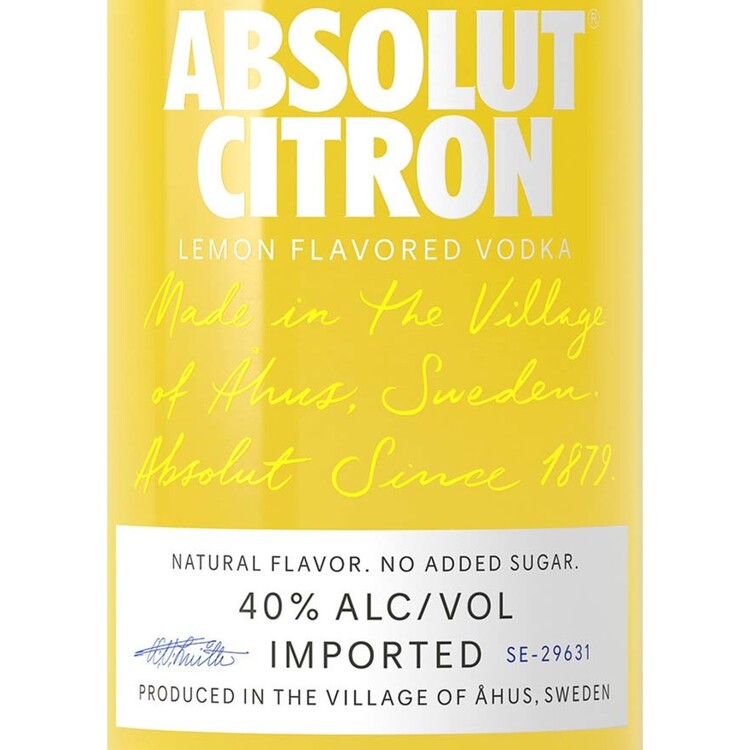 Absolut Lemon Flavored Vodka Citron 80 - 50ML - Front Label