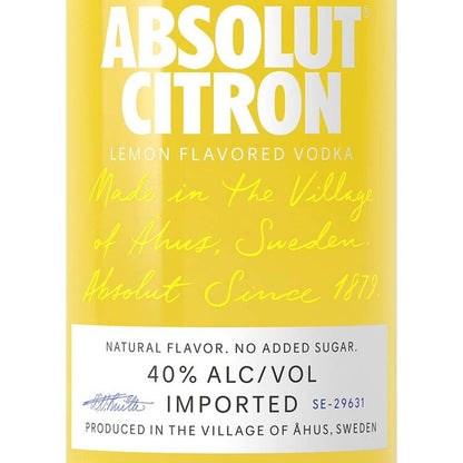Absolut Lemon Flavored Vodka Citron 80 - 50ML - Front Label