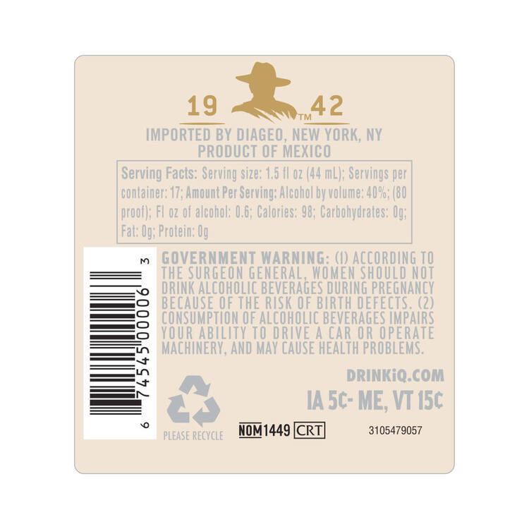 Don Julio Tequila Anejo 80 - 750ML - Back Label