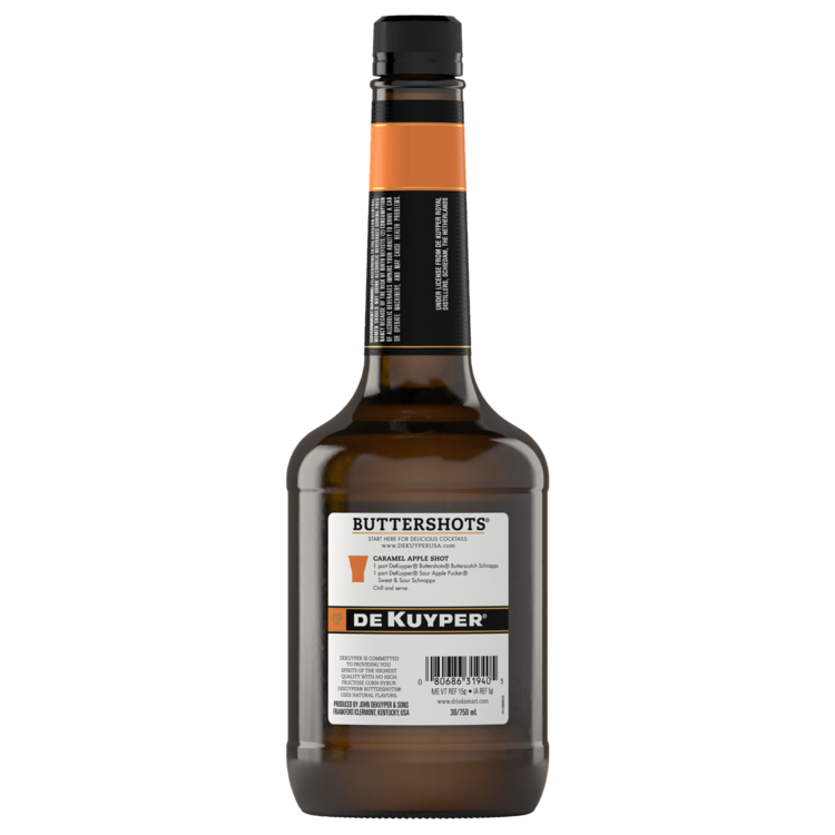 Dekuyper Butterscotch Schnapps Buttershots 30 - 750ML - Back
