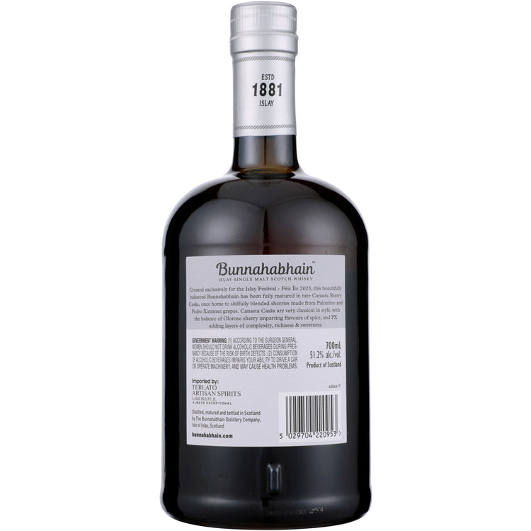 Bunnahabhain Single Malt Scotch Feis Ile 2023 Canasta Cask Matured Lim - 700ML - Back