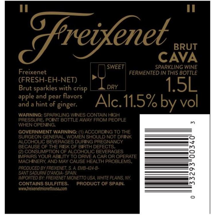 Freixenet Cava Brut Cordon Negro - 1.5L - Back Label