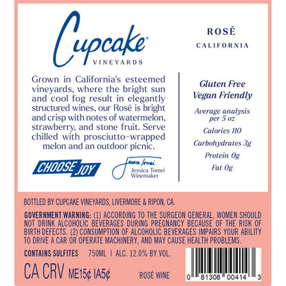 Cupcake Vineyards Rose Wine California - 750ML - Back