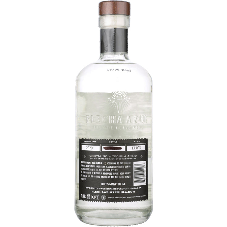 Flecha Azul Tequila Anejo Cristalino Aged 18 Months 80 - 750ML - Back