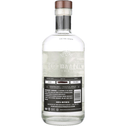 Flecha Azul Tequila Anejo Cristalino Aged 18 Months 80 - 750ML - Back