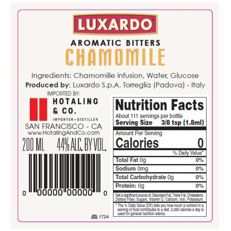 Luxardo Chamomile Bitters - 200ML - Back Label