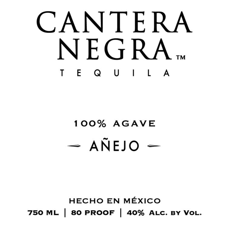 Cantera Negra Tequila Anejo 80 - 750ML - Front Label