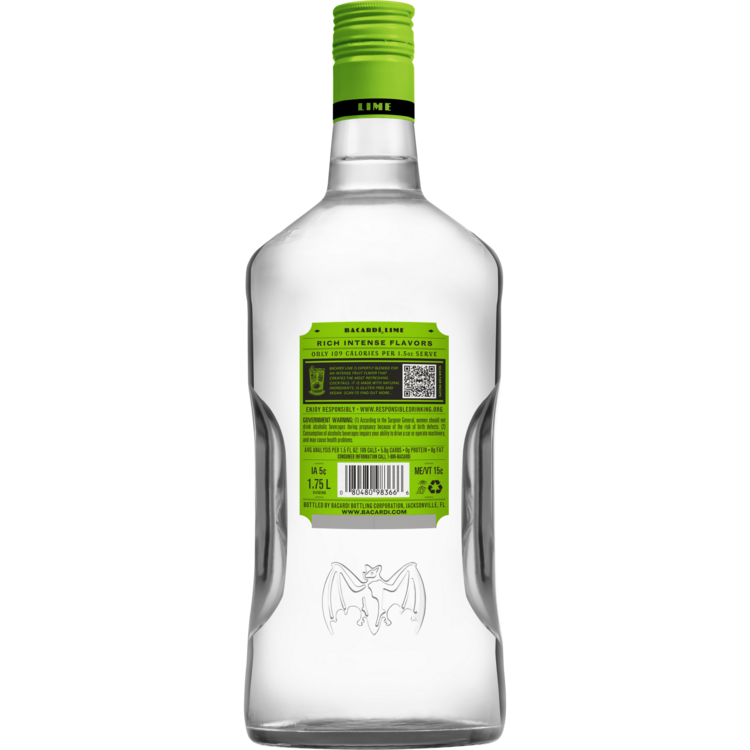 Bacardi Lime Flavored Rum Lime 70 - 1.75L - Back