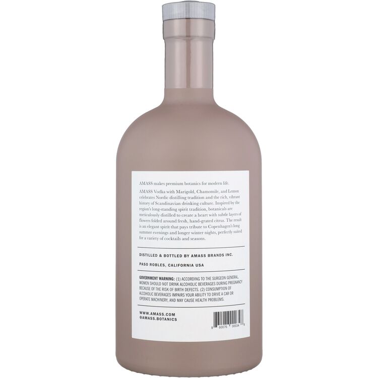 Amass Vodka With Marigold Chamomile And Lemon Zest California 80 - 750ML - Back