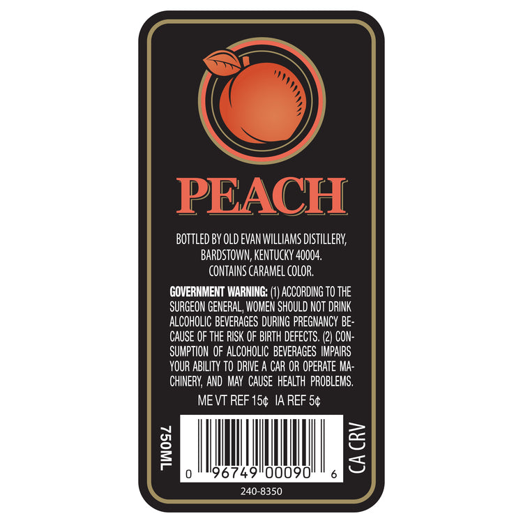 Evan Williams Peach Whiskey Liqueur 65 - 750ML - Back Label