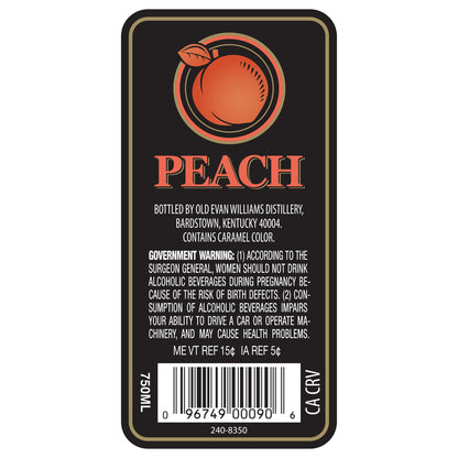Evan Williams Peach Whiskey Liqueur 65 - 750ML - Back Label