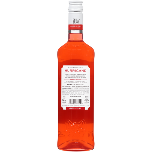 Bacardi Hurricane Classic Cocktails 25 - 750ML - Back
