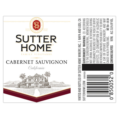 Sutter Home Cabernet Sauvignon California - 187ML - Front Label
