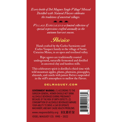 Del Maguey Mezcal Wild Fruit Iberico Santa Catarina Minas 98 - 750ML - Back Label