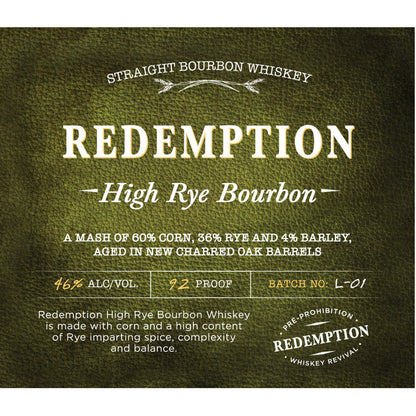 Redemption Straight Bourbon High Rye 92 - 750ML