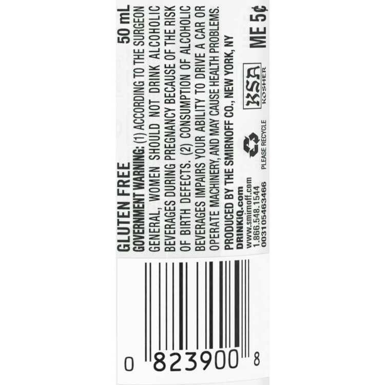 Smirnoff Orange Flavored Vodka 60 - 50ML - Back Label