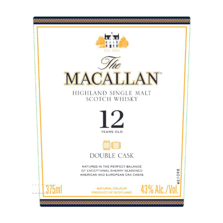 The Macallan Single Malt Scotch Double Cask 12 Yr 86 - 375ML - Front Label