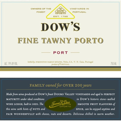 Dow's Porto Fine Tawny - 750ML - Front Label