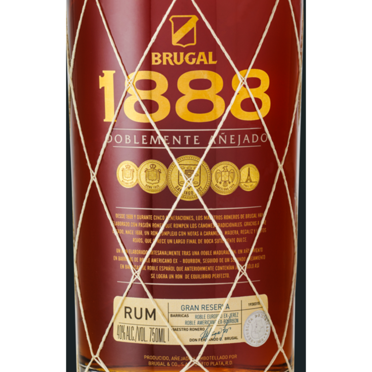 Brugal Aged Rum Gran Reserva 1888 Doblemente Anejado 80 - 750ML - Front Label