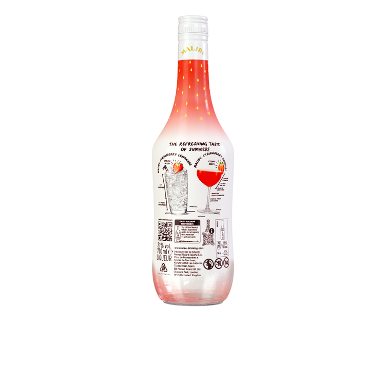 Malibu Strawberry Flavored Rum 42 - 1.0L - Back