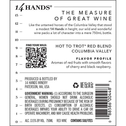 14 Hands Red Blend Hot To Trot Columbia Valley - 750ML - Back Label