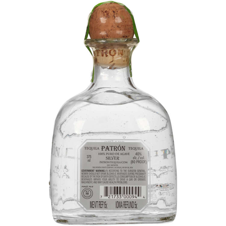 Patron Tequila Silver 80 - 375ML - Back
