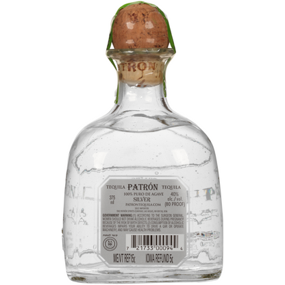 Patron Tequila Silver 80 - 375ML - Back