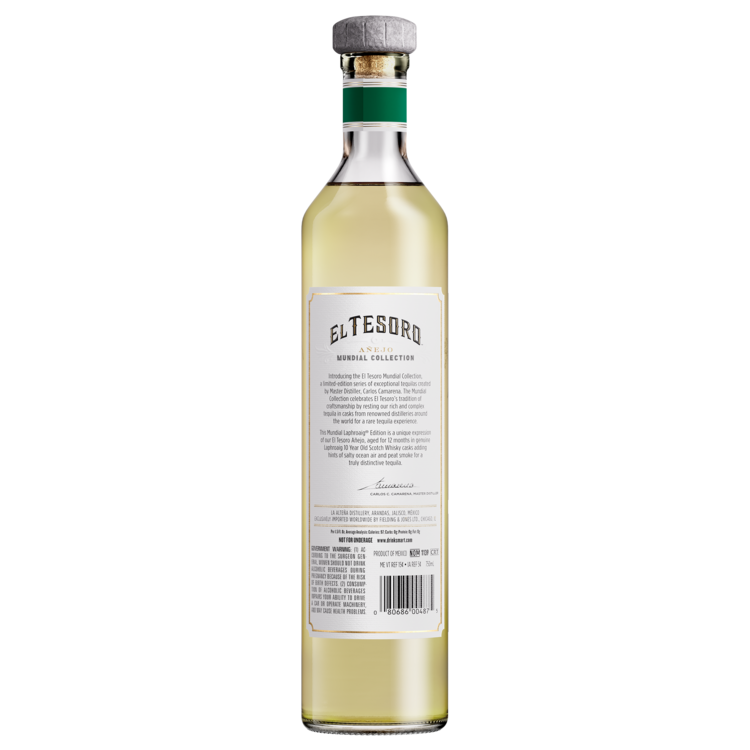 El Tesoro Tequila Anejo Mundial Collection Aged In Laphroaig 10 Year O - 750ML - Back