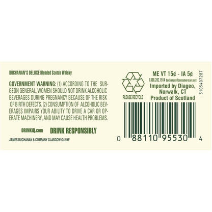 Buchanan's Blended Scotch Deluxe 12 Yr 80 - 1.0L - Back Label