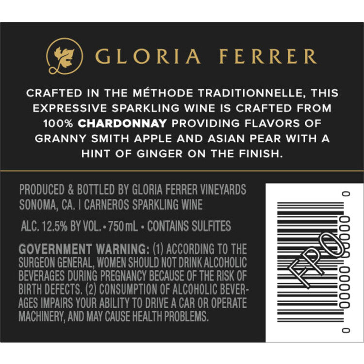 Gloria Ferrer Blanc De Blancs Carneros - 750ML - Back Label