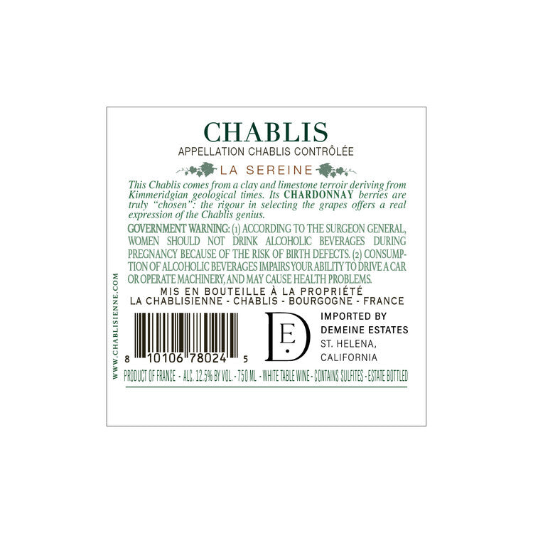 La Chablisienne Chablis La Sereine 2022 - 750ML