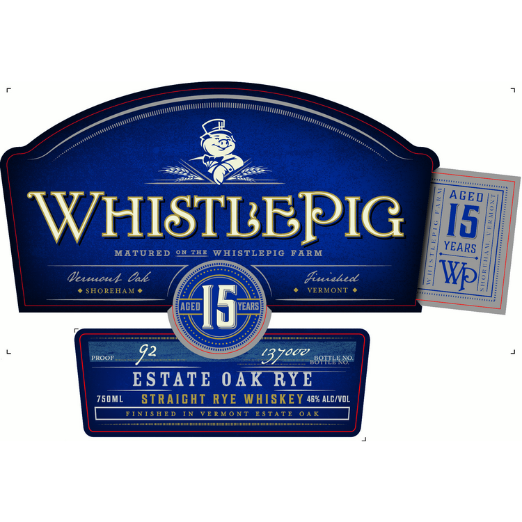 Whistlepig Straight Rye Whiskey Finished In Vermont Estate Oak 15 Yr 9 - 750ML - Front Label