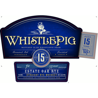 Whistlepig Straight Rye Whiskey Finished In Vermont Estate Oak 15 Yr 9 - 750ML - Front Label