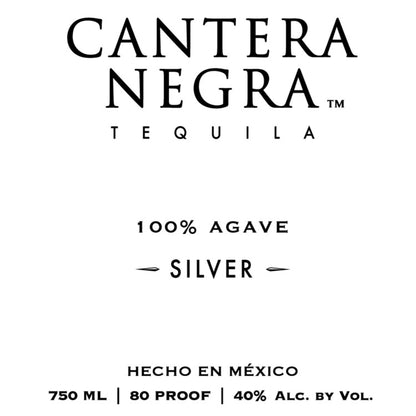 Cantera Negra Tequila Silver 80 - 750ML - Front Label